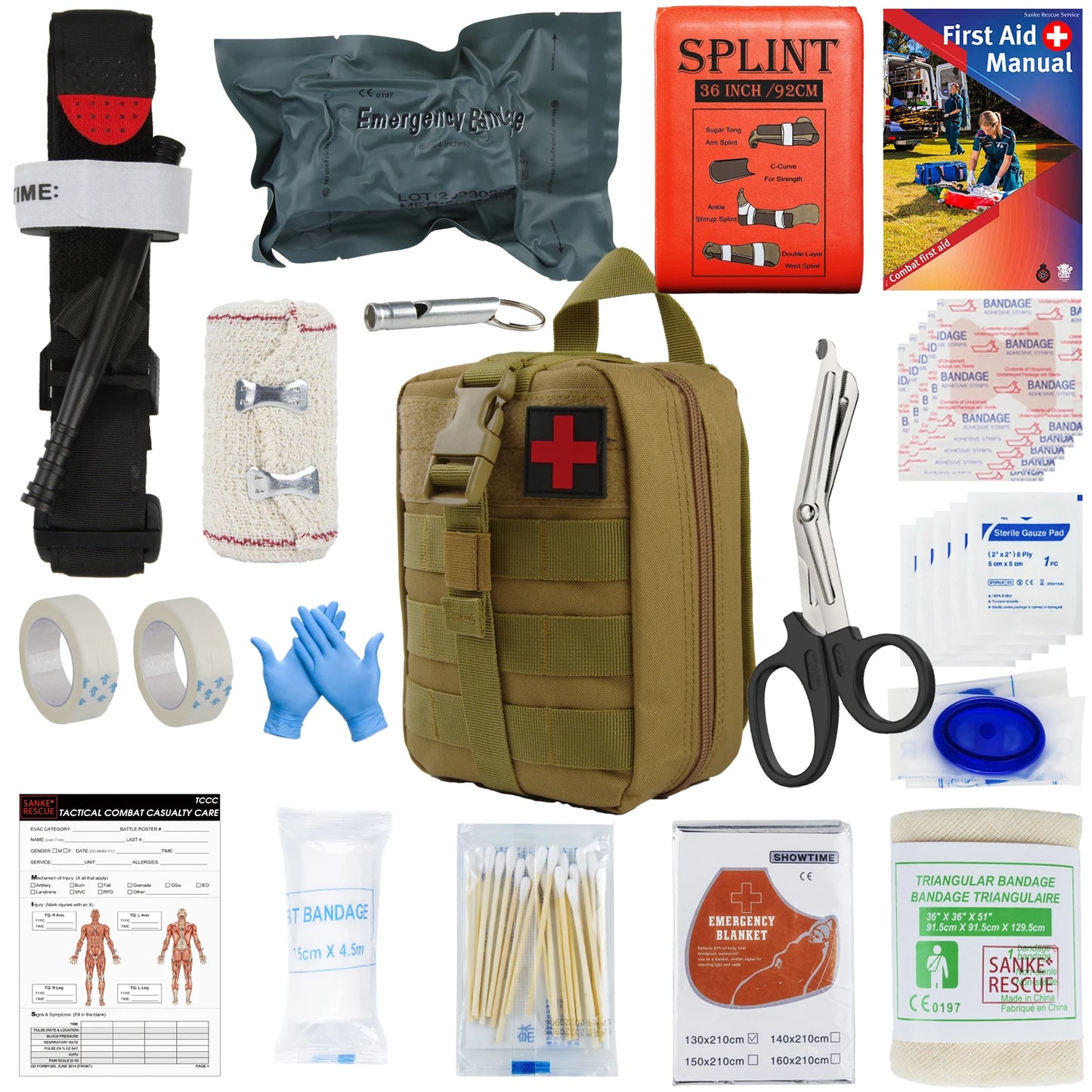 First Aid Kit Outdoor Survival Gear Molle Bag Medical Emergency IFAK Airway Military Tactical Tourniquet Bleeding Israel Bandage