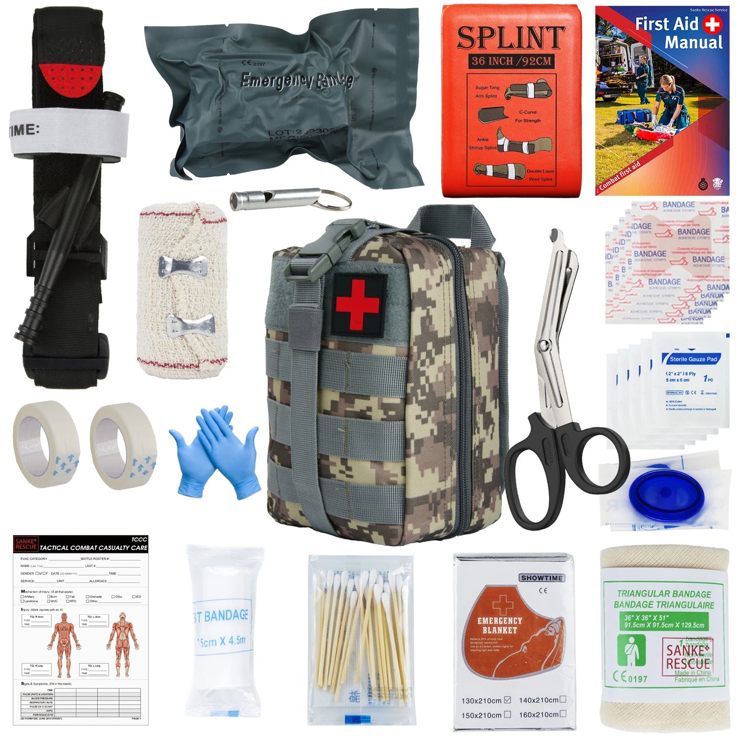 First Aid Kit Outdoor Survival Gear Molle Bag Medical Emergency IFAK Airway Military Tactical Tourniquet Bleeding Israel Bandage