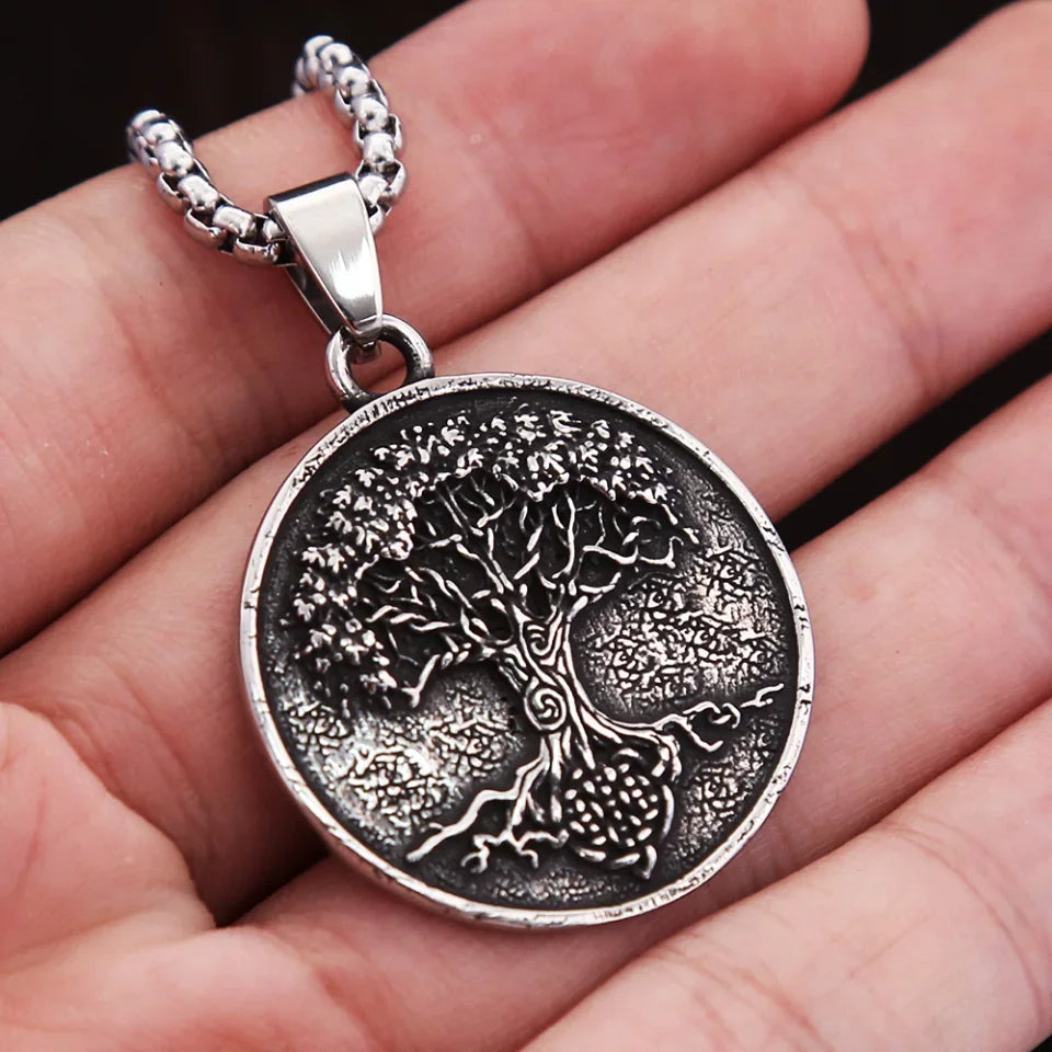Viking Tree of Life Amulet | Stainless Steel Survival Talisman for Strength, Protection & Legacy