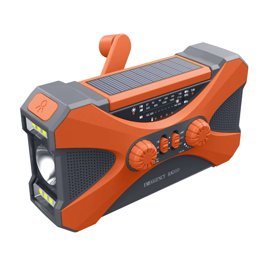 10000mAh Multifunctional Radio Hand Crank Solar USB Charging FM AM WB NOAA Weather Radio Emergency LED Flashlight Torch Power