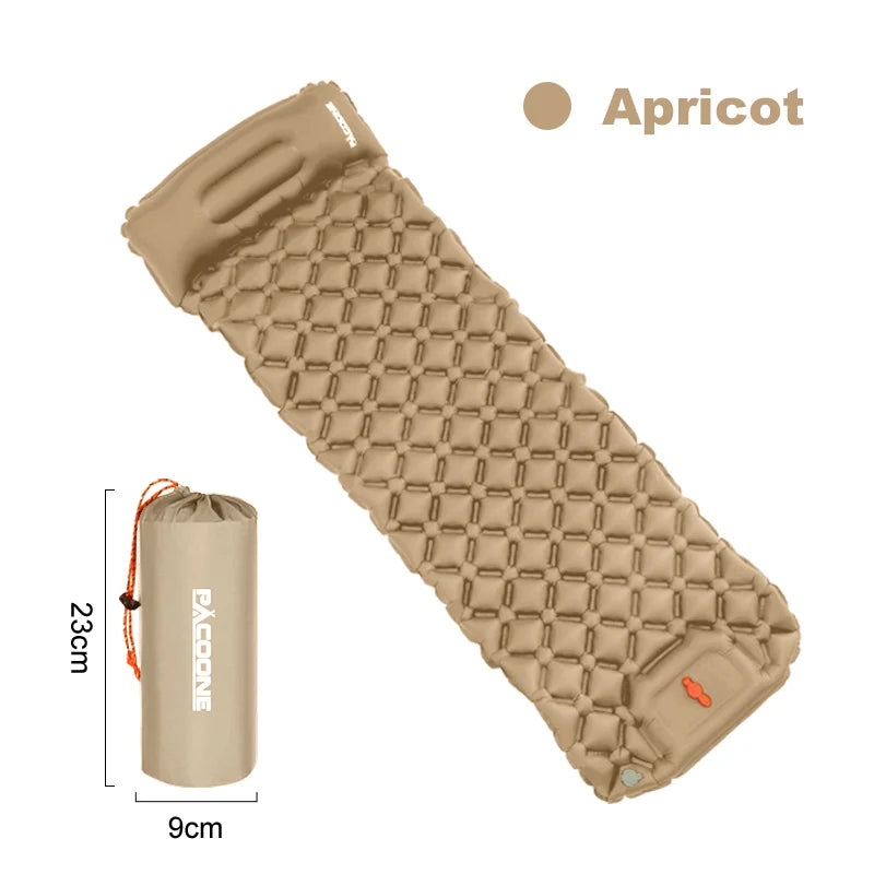 PACOONE Outdoor Camping Sleeping Pad Inflatable Mattress with Pillows Ultralight Air Mat Built-in Inflator Pump Travel Hiking