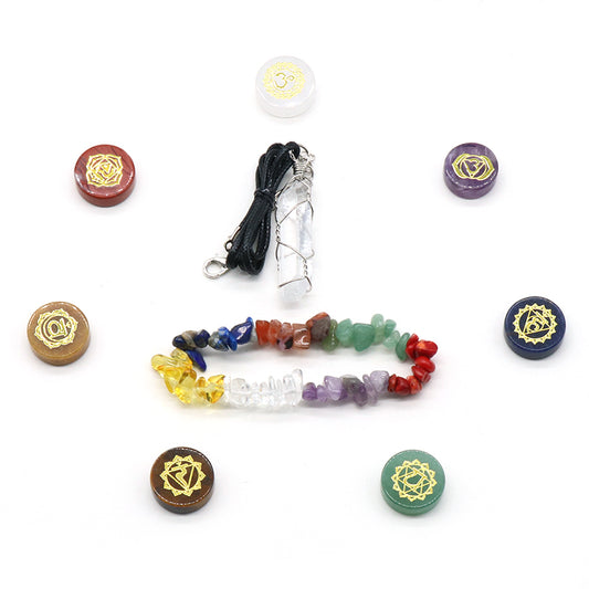 9-Piece Natural Crystal Chakra Healing Set – Balance, Energy & Protection