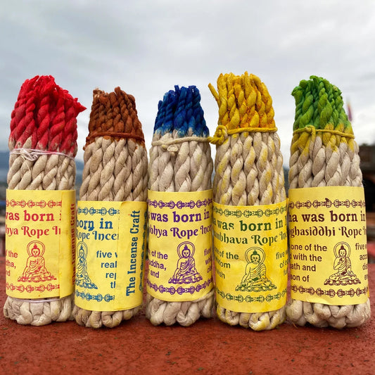 Nepal Handmade Herbal Rope 25 Bundle White Sage Buddha Incense String for Home Bedroom Temple Meditation Herbs