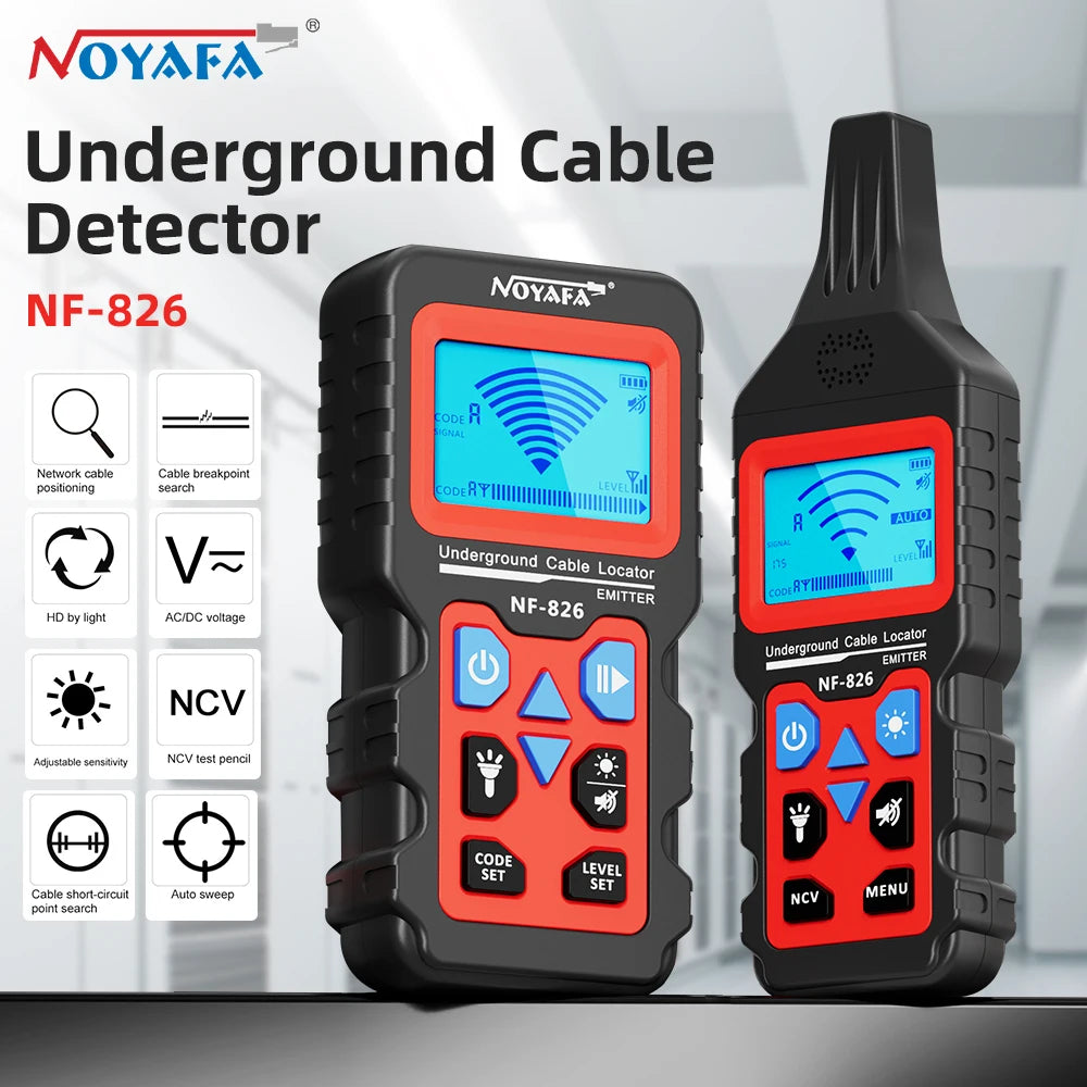 NOYAFA NF-826 Underground Cable Tester Locator Wire Tracker Detection Wall Electrical Lines Water and Gas Supply Pipeline Path