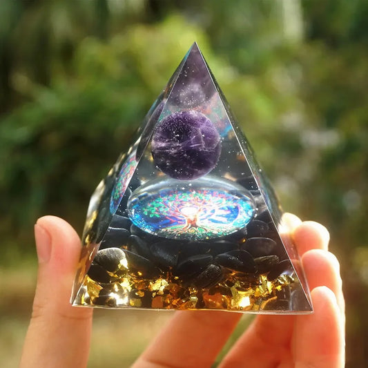 Amethyst Orgonite Positive Vibrational Energy Pyramid