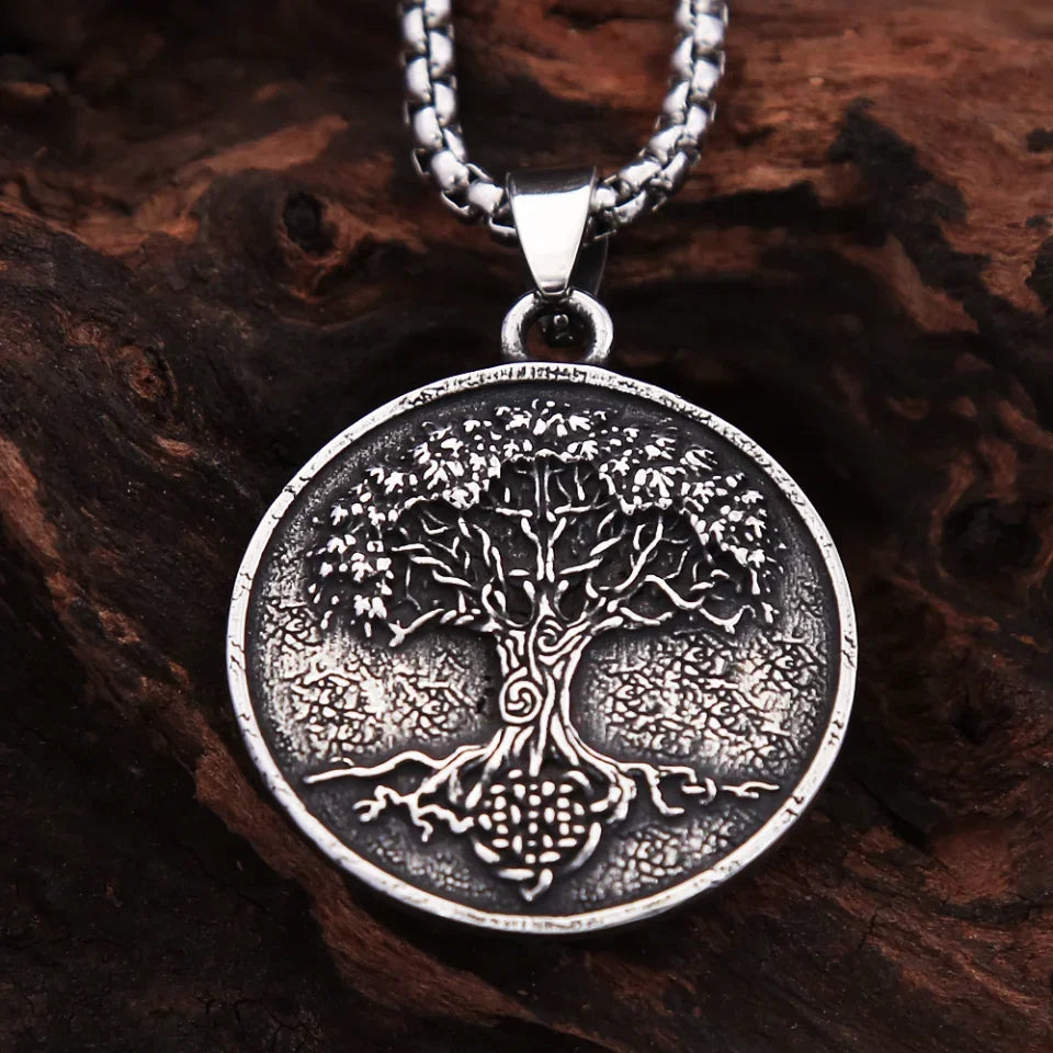 Viking Tree of Life Amulet | Stainless Steel Survival Talisman for Strength, Protection & Legacy