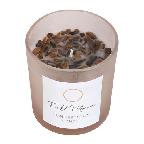 Full Moon Manifestation Candle with Tiger’s Eye – Eucalyptus Clarity & Lunar Power