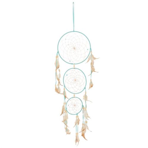 Light Blue Triple Dreamcatcher with Feathers – A Sacred Talisman for Protection, Clarity & Dream Realms