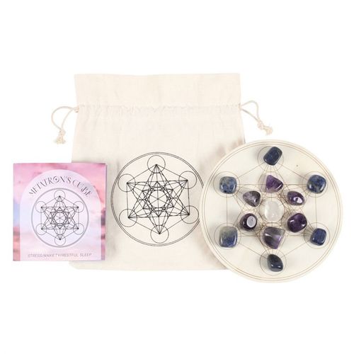 Metatron’s Cube Crystal Grid Set – Gateway to Sleep & Stillness